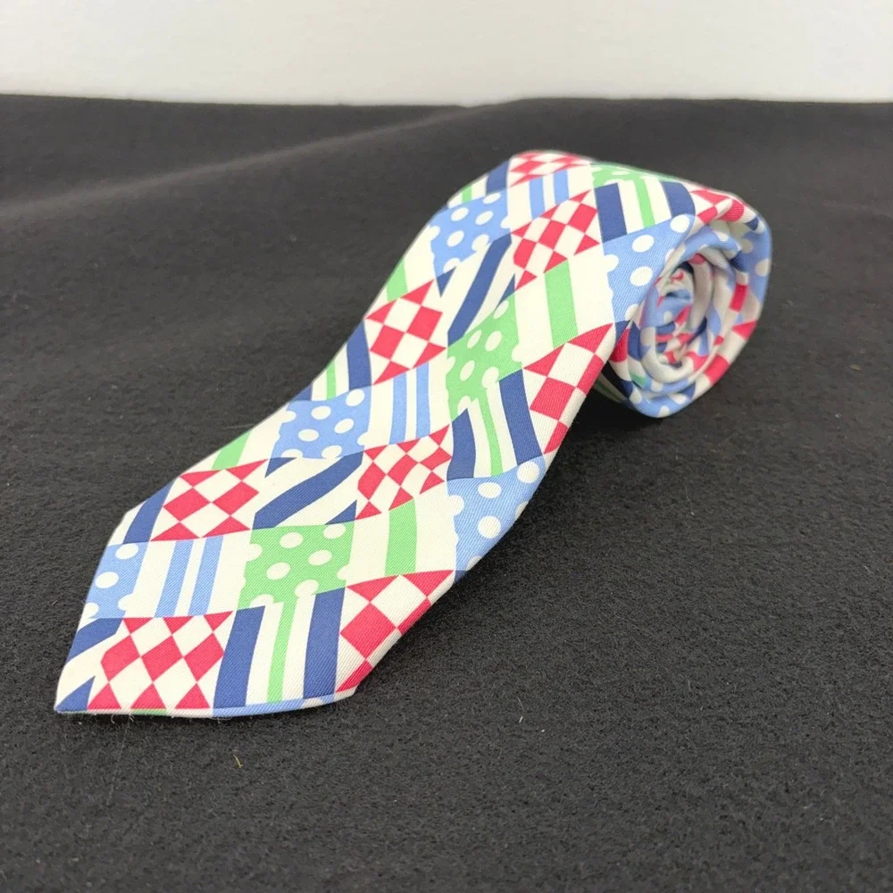 Vineyard Vines Kentucky Derby Silk Tie Patchwork Necktie Preppy Horse Racing